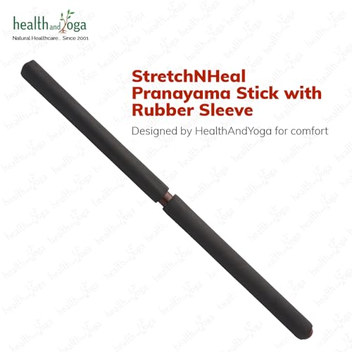 HealthAndYoga™ StretchNHeal Collapsible Multi-Use Wooden Yoga Stick - Regular and XL - Portable Posture Corrector Pole, Stretch Mobility Stick, Physical Workout Exercise Dowel - size: Regular - 26" with Sleeve