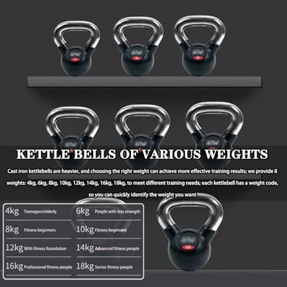 Kettle Bells Women Men's Fitness Training Kettlebell, Professional Gym Sports Cast Iron Dumbbell, Swing/Squat/Lift, Silent Anti-Collision(18kg)