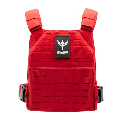 Shellback tactical Physical Fitness Training Vest – Adjustable Weighted Workout Vest for 10x12 Training Plates - color: Red