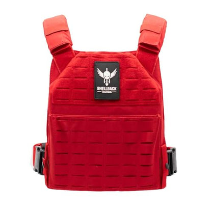 Shellback tactical Physical Fitness Training Vest – Adjustable Weighted Workout Vest for 10x12 Training Plates - color: Red