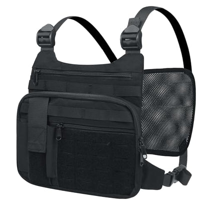KINGSLONG Running Chest Pack, EDC Travel Pack for Hiking (B-Black)