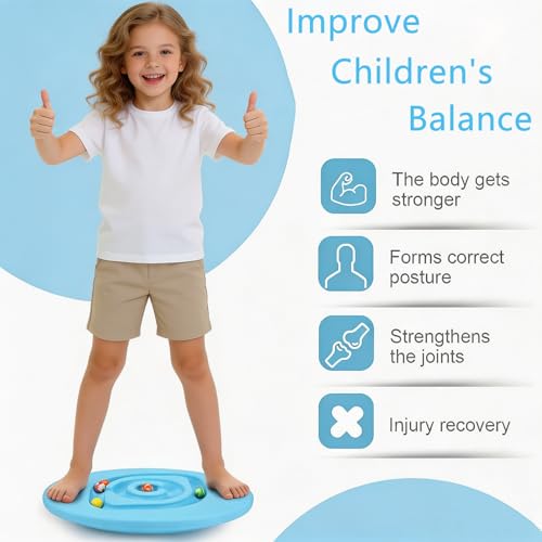 Kids Balance Board Wobble Rocker Balance Board with Mini Balls Load 170lb for Balancing Exercise Equipment Game 18.5 x 14.57 Inch