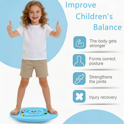 Kids Balance Board Wobble Rocker Balance Board with Mini Balls Load 170lb for Balancing Exercise Equipment Game 18.5 x 14.57 Inch