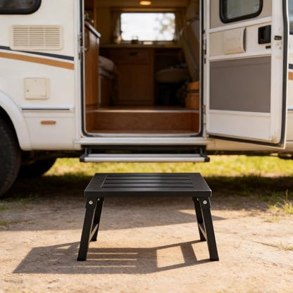 1000 lbs Heavy Duty RV Step Stool, Extra Wide 19" Platform Folding RV Step, Non-Slip Stable Metal Camper Step for RV, Motorhome, Truck, SUV, Home & Garage