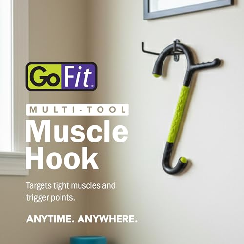 GoFit Muscle Self Massage Hook, Ergonomic Massage Bar for Targeted Muscle Relief, Trigger Point and Deep Tissue Massage Tool for Back, Shoulders, and Legs