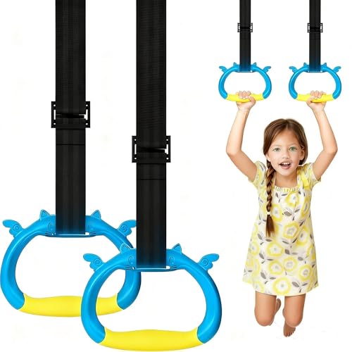 New Professional Gymnastic Rings,Both for Adults and Kids,Support 550 LBS,Home Fitness Equipment,Indoor and Outdoor Pull-up Bar for Stretching and Height Increase,with Adjustable Straps - color: Yellow