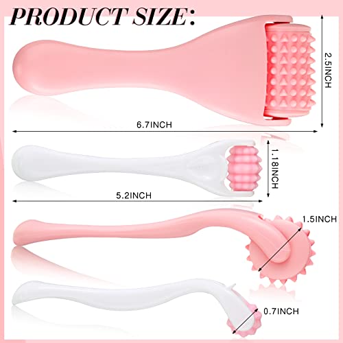 2 Pcs Muscle Roller Gift Fascia Stick Cellulite Face Muscle Body Massage Roller Massage Tool for Relief Neck Arm Back Leg Body Deep Release(Pink,Silicone)