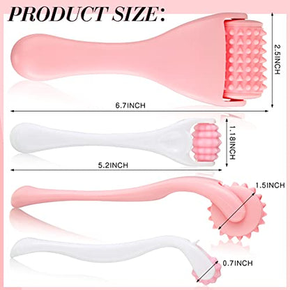 2 Pcs Muscle Roller Gift Fascia Stick Cellulite Face Muscle Body Massage Roller Massage Tool for Relief Neck Arm Back Leg Body Deep Release(Pink,Silicone)