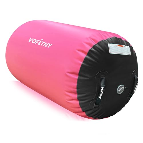 VOFiTNY Gymnastics Air Barrel Tumbling Equipment Back Handspring Trainer - color: Pink/Black No Pump, size: 2.6'L x 1.55'D