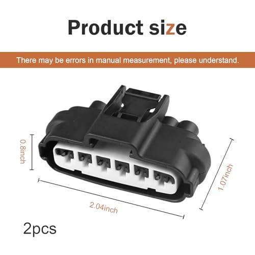 2 PCS Throttle Position Sensor Connector, 6 Pin TPS Waterproof Heat Resistant Pigtail Harness Adapter, Plug and Play Standard Repair Replacement, Compatiable with 90980-11858 (Black)