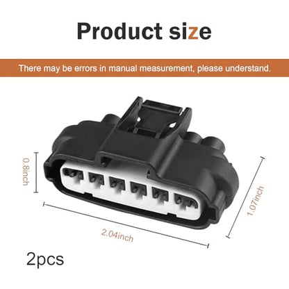 2 PCS Throttle Position Sensor Connector, 6 Pin TPS Waterproof Heat Resistant Pigtail Harness Adapter, Plug and Play Standard Repair Replacement, Compatiable with 90980-11858 (Black)