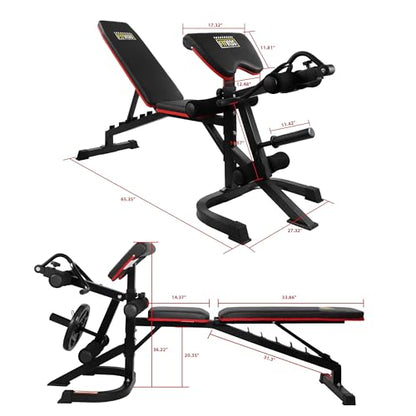 Fitvids Adjustable Weight Bench, Workout Bench for Home Gym, Adjustable 6 Position Utility Bench with Leg Extension and Preacher Pad, Leg Extension and Curl Machine, Multiple Styles