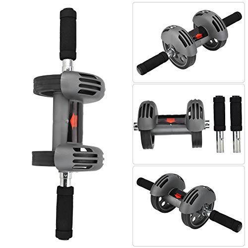 Ab Double Roller Workout System, Abdominal Exercise Roller Wheel with Dual Wheels and Knee Pad, Anti - Slip Foam Handles for Home Gym Core Training