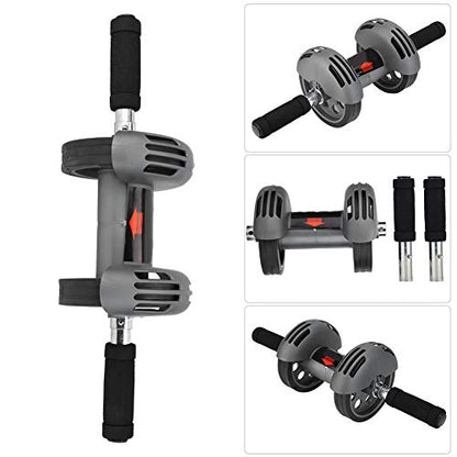 Ab Double Roller Workout System, Abdominal Exercise Roller Wheel with Dual Wheels and Knee Pad, Anti - Slip Foam Handles for Home Gym Core Training