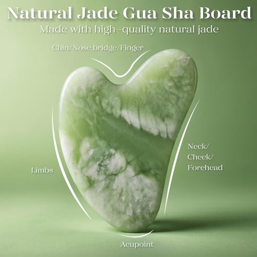 BAIMEI IcyMe Jade Roller & Gua Sha Set Face Roller and Gua Sha Facial Tools for Skin Care Routine and Puffiness, Self Care Gift for Men Women - Light Green - color: Light Green