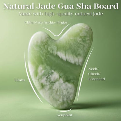 BAIMEI IcyMe Jade Roller & Gua Sha Set Face Roller and Gua Sha Facial Tools for Skin Care Routine and Puffiness, Self Care Gift for Men Women - Light Green - color: Light Green