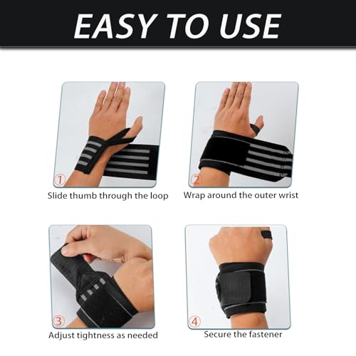 Wrist Wraps 18" Thumb Loop Straps for Powerlifting & Bench Press - color: Gray