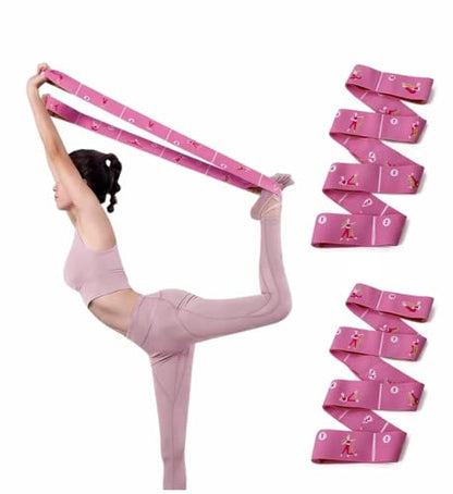 Elastic Yoga Stretching Strap with 11 Loops, 2 PCS Stretch Straps for Physical Therapy, Pilates Stretch Band, Leg Stretching Strap, Elastic Exercise Bands for Yoga, Dance and Gymnastics