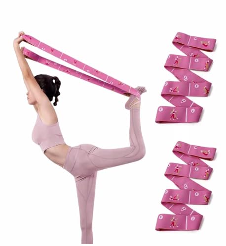 Elastic Yoga Stretching Strap with 11 Loops, 2 PCS Stretch Straps for Physical Therapy, Pilates Stretch Band, Leg Stretching Strap, Elastic Exercise Bands for Yoga, Dance and Gymnastics