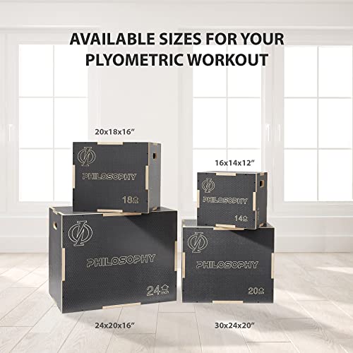 Philosophy Gym 3-in-1 Non-Slip Wooden Plyo Box, Wood Plyometric Jump Box Platform for Home Gym, HIIT, Step-Ups, and Strength Training - size: 30 x 24 x 20 Inch