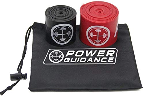 POWER GUIDANCE Muscle Floss Bands - Compression Bands - Mobility & Recovery Bands - for Improving Movement, Increasing Circulation & Reducing Soreness - color: Black and Red Combo (2)