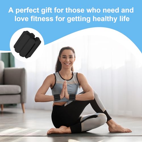 Wrist Weights Set of 2, Wearable Arm & Leg Weights for Women & Men, Adjustable Wrist Ankle Weights for Walking, Yoga, Swimming, Gym, 2lb - color: Black