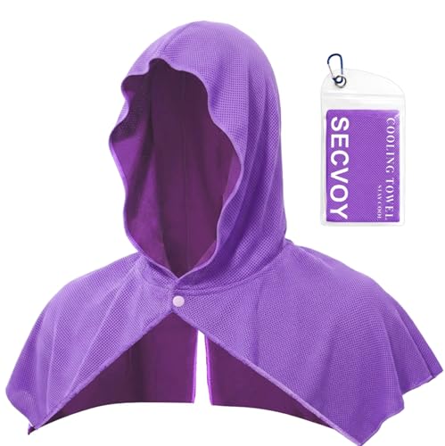 1 Pack Cooling Hoodie Towels for Neck and Face, UPF 50 Sun Protection & Instant Cooling Towels for Hot Weather, Soft Breathable Towel for Work Out, Sport, Gym, Camping & More Activities - color: 1-purple