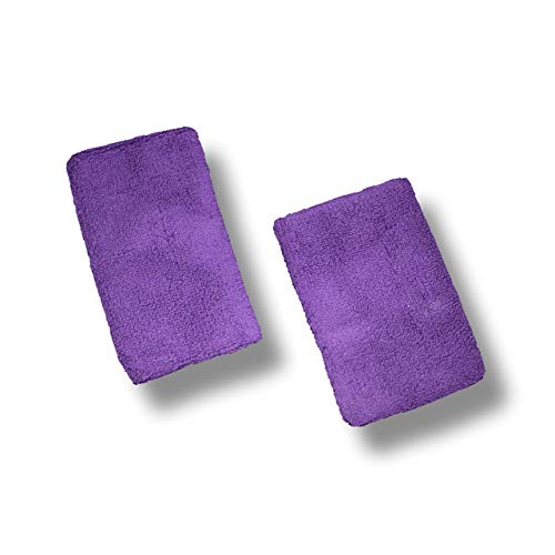 Sweat Bands for Wrists, Sports Wristbands for Men & Women, Athletic Hand Bands for Tennis, Gymnastics, Basketball, Volleyball, Baseball, Football or Gym Sport, 2-pc Cotton Arm Sweatbands 4.5" - color: Purple, size: 5.5 inch