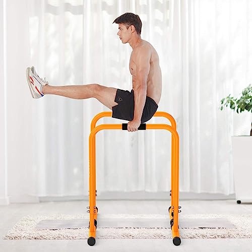 Dip Stands Bar Adjustable Parallel Bars Dip Station, Capacity Perfect for Home and Garage Gym Exercise Equipment Gymnastics(Color:Gray)