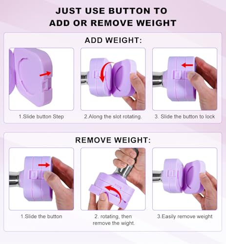 Adjustable Dumbbell Set for Women Men 7.5LB/10LB/15LB/20LB/25LB Each - color: Purple, style: 15LB Each [30 LBS Total]