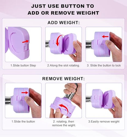 Adjustable Dumbbell Set for Women Men 7.5LB/10LB/15LB/20LB/25LB Each - color: Purple, style: 15LB Each [30 LBS Total]