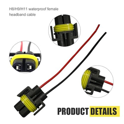 2PCS H8/ H9/ H11 880 881 Bulb Sockets, Nylon Female Adapter Wiring Harness Sockets Wire Connector, Waterproof 2-Hole Fog Light Wiring Harness Kit with Wire, for Headlights or Fog Lights - size: 2pcs