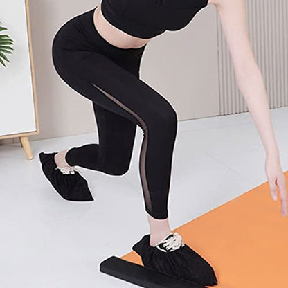FAMKIT Slide Board Mat with End Stops, 78.7 x 19.7in Balance Workout Slider Non-Slip Training Equipment with Sliding Booties & Carry Bag for Home Gym Low Impact Balance Training