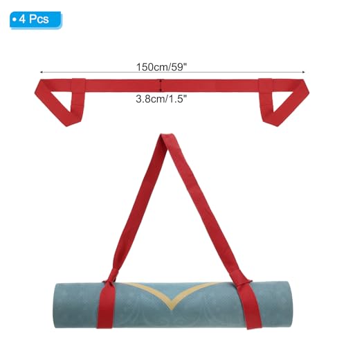 PATIKIL Yoga Mat Strap, Adjustable Yoga Mat Carrier Straps Sling Cotton Anti Slip Mat Holder Stretching Band - color: Red
