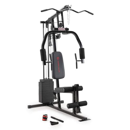 Marcy Multifunctional Workout Station 100lbs to 200lbs Stack Home Gym for Weightlifting and Bodybuilding - color: Black - 100 lbs