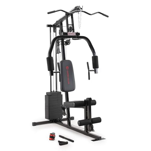 Marcy Multifunctional Workout Station 100lbs to 200lbs Stack Home Gym for Weightlifting and Bodybuilding - color: Black - 100 lbs