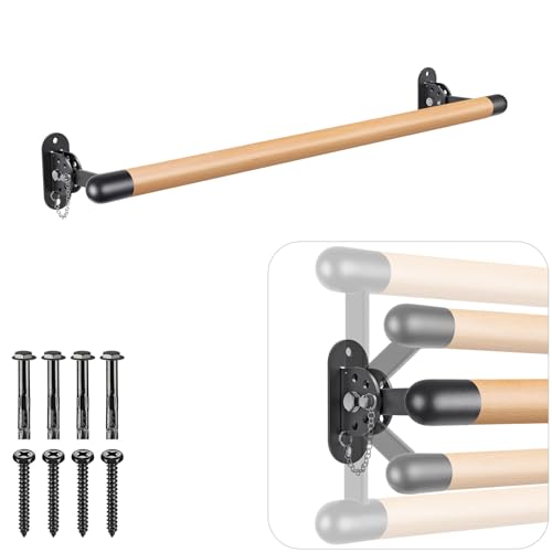 Wall Mount Ballet Barre Solid Wood Dance Bar with Height Adjustable Metal Brackets for Dance Training - color: 35"