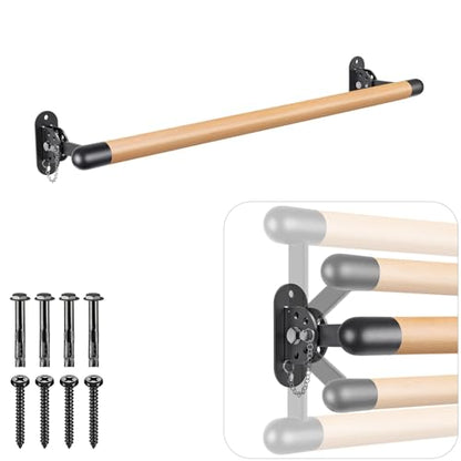 Wall Mount Ballet Barre Solid Wood Dance Bar with Height Adjustable Metal Brackets for Dance Training - color: 35"