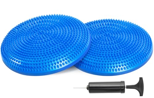 Primasole Balance Disc with Air Pump Wobble Cushion for Stability Workout 2 PCS - color: Cobalt Blue
