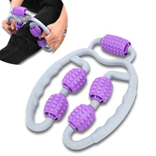 Wheels Muscle Roller, 10in Clamp Leg Massager Handheld 360 Degree All Surrounded Massage Relax Calf Yoga Fitness Equipment for Leg Arm Muscle (Purple Leg Massager)