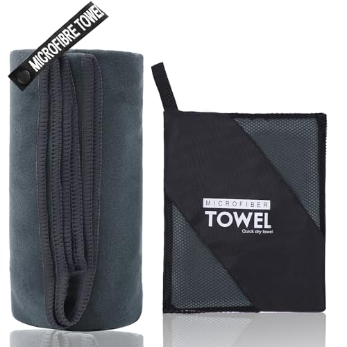 Microfiber Travel Towel, Soft Lightweight Quick Dry Towel, Super Absorbent Compact Travel & Sports & Beach Towels for Camping, Backpack, Gym, Swimming, Yoga, Hiking (XS:12"×24" -Dark Gray)