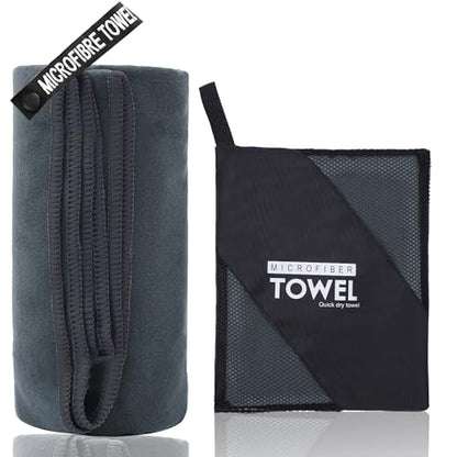 Microfiber Travel Towel, Soft Lightweight Quick Dry Towel, Super Absorbent Compact Travel & Sports & Beach Towels for Camping, Backpack, Gym, Swimming, Yoga, Hiking (XS:12"×24" -Dark Gray)