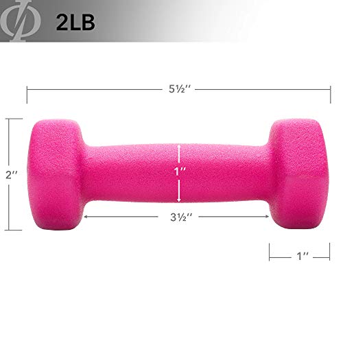 Philosophy Gym Set of 2 Neoprene Dumbbell Hand Weights, Hexagon Shape - style: Pink 2 lb Pair