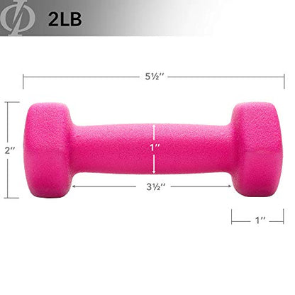 Philosophy Gym Set of 2 Neoprene Dumbbell Hand Weights, Hexagon Shape - style: Pink 2 lb Pair