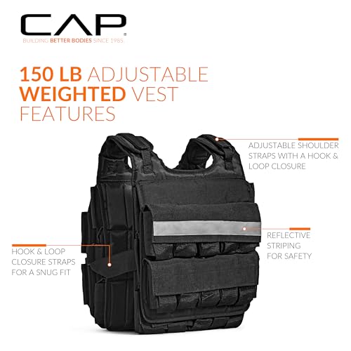 CAP Adjustable Weighted Vest 20–150 lbs for Strength Training, Running & Workouts, Weight Vest for Men & Women, Fitness Training Vest - style: 150lbs