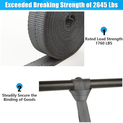 4 Pcs 1 Inch Ratchet Straps Heavy Duty 20ft Tie Down Straps Ratchet with Hooks, 2645 LBS Break Strength, Blue Cargo Ratcheting Straps for Motorcycle Straps Tie Downs, Trucks, Dark Grey - color: Dark Grey