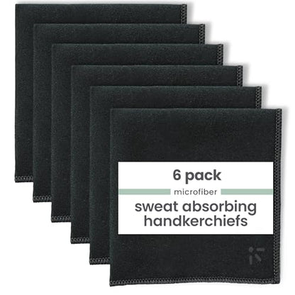 S&T INC. Microfiber Handkerchief for Sweat, 6 Pack, 10" x 10", Black