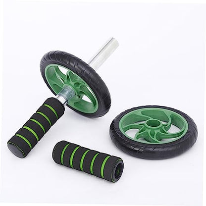 Dual-wheel Abdominal Roller Knee Pad Device for Muscle Building and Endurance Training Green
