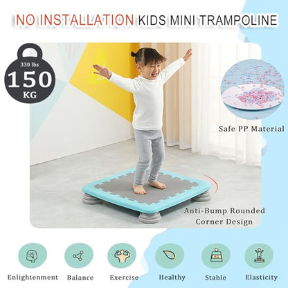 Kids Trampoline for Toddlers Age 3-12, No Installation Small Trampoline for Kids 3-12 Indoor with Silent Non-Slip Foot Pad, Mini Rectangle Trampoline for Recreational Fitness Rebounder,Red