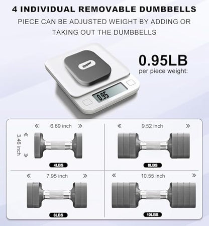 Adjustable Dumbbell Set for Women Men 7.5LB/10LB/15LB/20LB/25LB Each - color: Grey, style: 10LB Each [20 LBS Total]